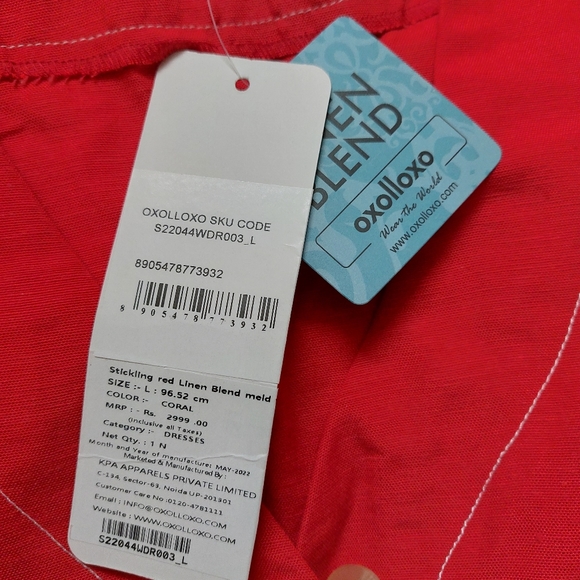 Red linen summer dress - Picture 5 of 5